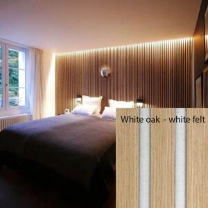 Akkustik plader 240x60x2,2cm. White Oak - with white felt backing