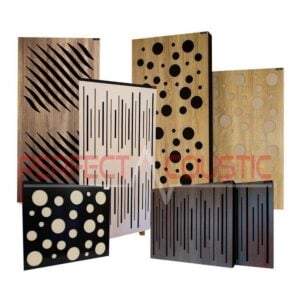 Akustiske elementer med diffusorfrontpanel