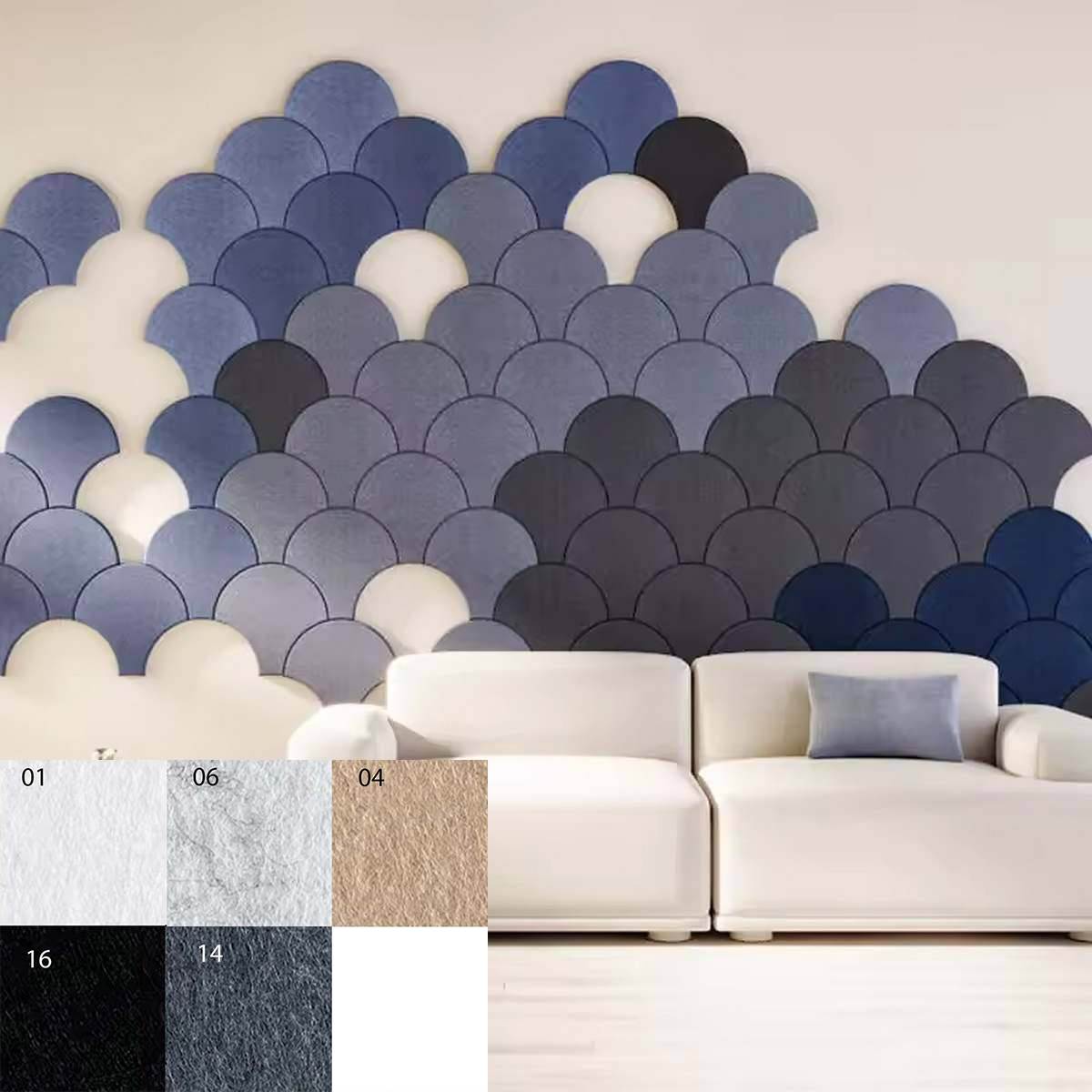 Bilnora Akustikpanel Halvrund af ekstra tæt filt 30x30x0,9cm