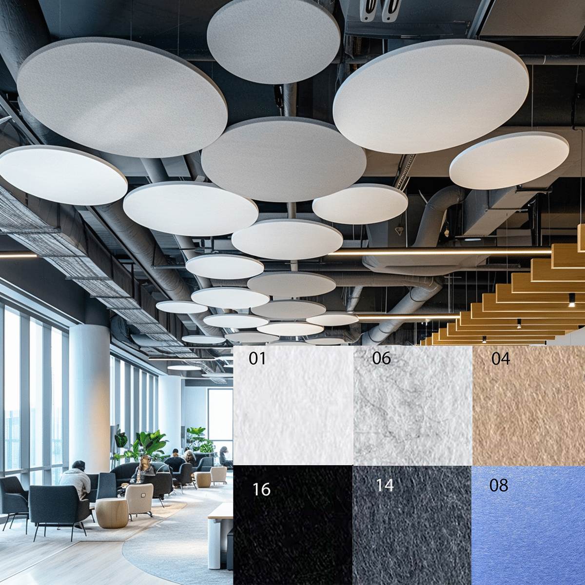 Bilnora ekstra tætte Rund akustiklofter Ø80×1,2cm