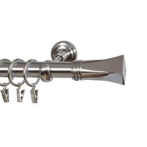 Genova 1-skinne eksklusivt gardinstangssæt i nikkel mat finish – fås i flere størrelser.