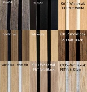 Tilgængelige farver for Freja lamelpaneler Tilgængelige farver for Freja lamelpaneler